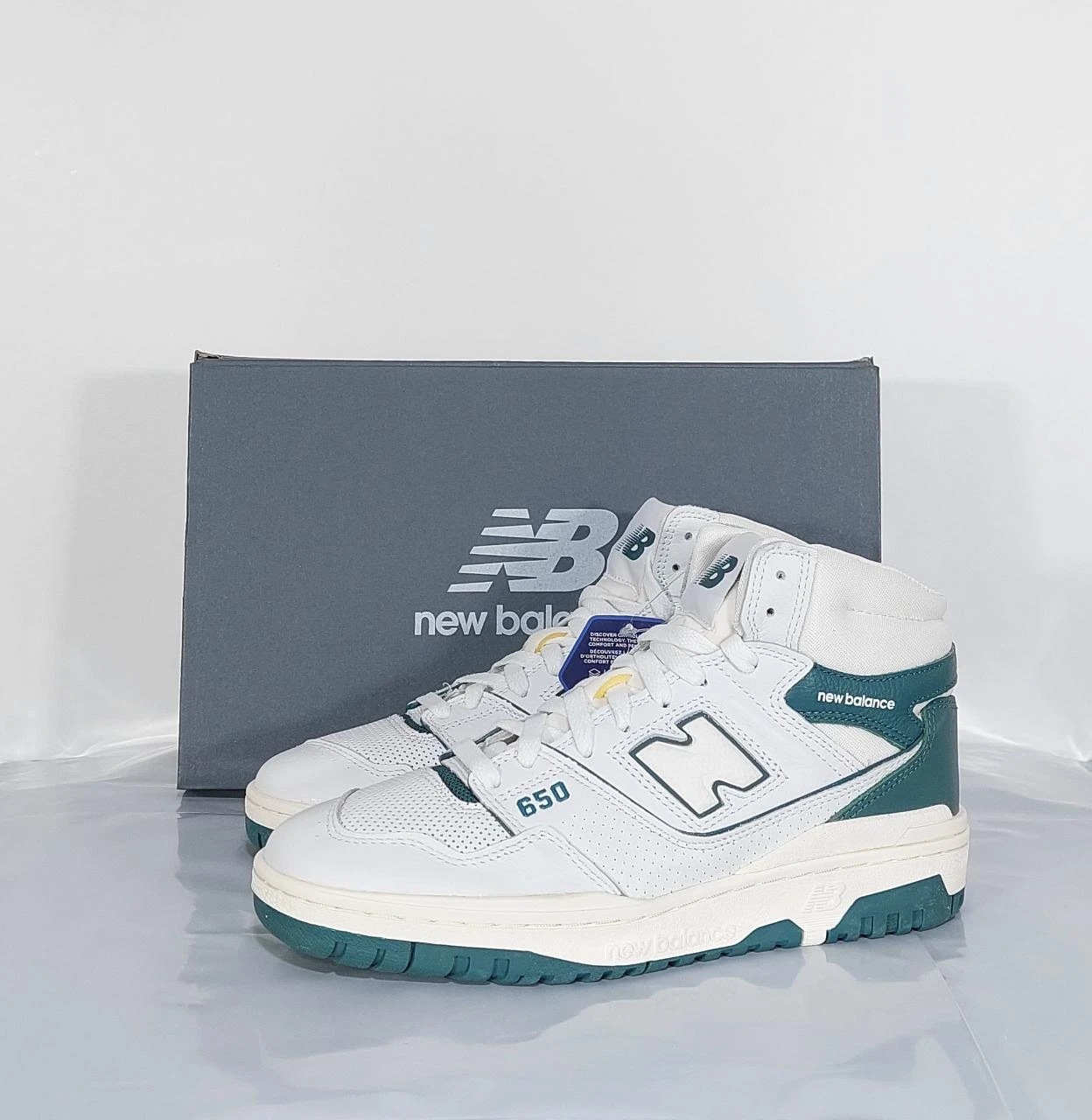 New Balance 650 high top sneakers - white / teal green 41.5EU
